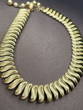 Coro Gold-Tone Sculpted Wave Link Necklace